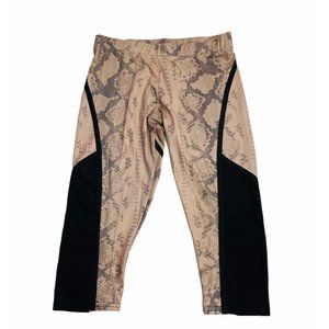 Solow Capri Leggings S/M Snakeskin Print Black Tab Mesh Womens Daniella Clarke